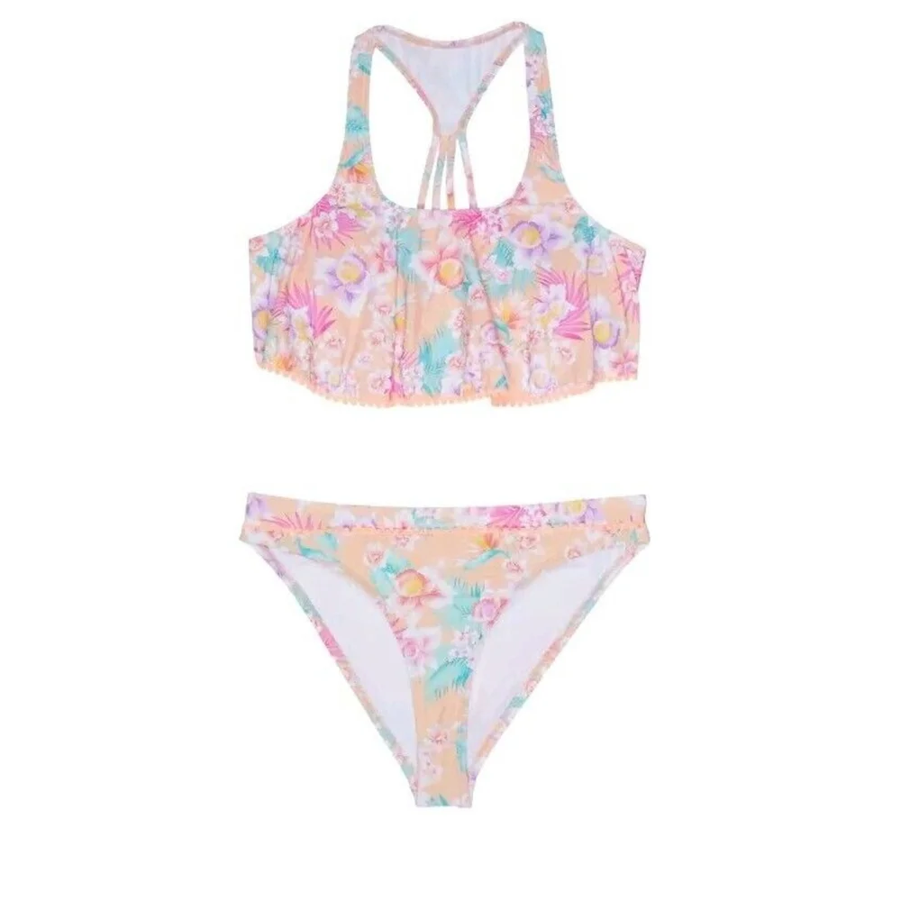 Hobie Kids Island Hopping Flounce Bikini Swimsuit - Size 7